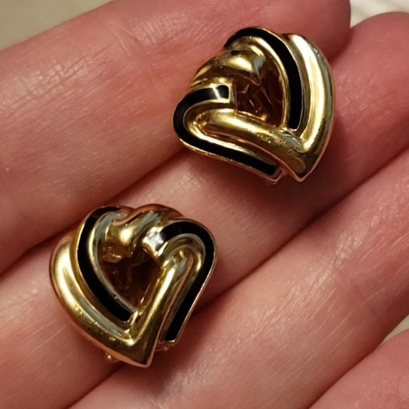 Christian Dior Vintage Heart Double Intertwined Clip-on Earrings - Picture 1 of 8